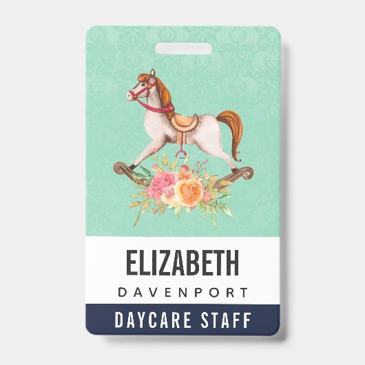 ヴィンテージブーケ付きロッキング馬 バッジ (正面)