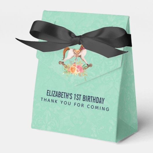 ヴィンテージブーケ付きロッキング馬 フェイバーボックス (正面サイド)