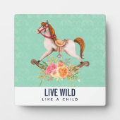 ヴィンテージブーケ付きロッキング馬 フォトプラーク (正面)