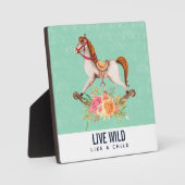 ヴィンテージブーケ付きロッキング馬 フォトプラーク (正面)