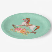 ヴィンテージブーケ付きロッキング馬 ペーパープレート (アングル)