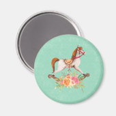 ヴィンテージブーケ付きロッキング馬 マグネット (正面/裏面)