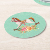 ヴィンテージブーケ付きロッキング馬 ラウンドペーパーコースター (アングル)