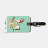 ヴィンテージブーケ付きロッキング馬 ラゲッジタグ (正面横)