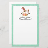 ヴィンテージブーケ付きロッキング馬 便箋 (正面/裏面)