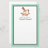 ヴィンテージブーケ付きロッキング馬 便箋 (正面/裏面)