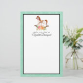 ヴィンテージブーケ付きロッキング馬 便箋 (スタンド正面)