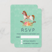 ヴィンテージブーケ付きロッキング馬 出欠カード (正面/裏面)