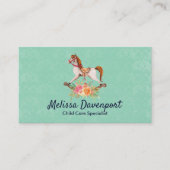 ヴィンテージブーケ付きロッキング馬 名刺 (正面)