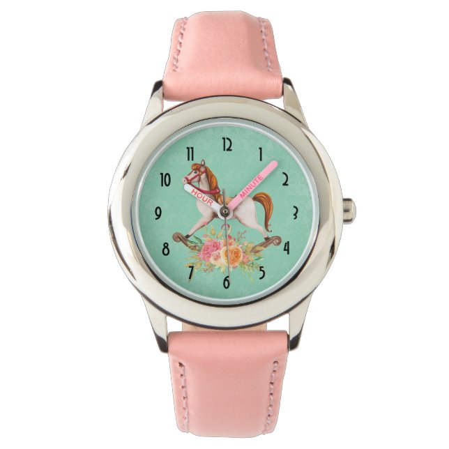 ヴィンテージブーケ付きロッキング馬 腕時計 (正面)