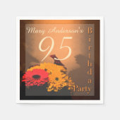 ヴィンテージブーケ95誕生日ペーパーナプキン スタンダードカクテルナプキン (正面)