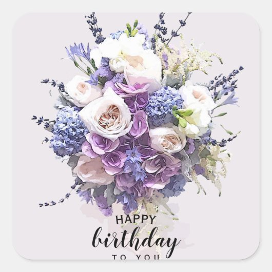 ヴィンテージブーケ |カスタマイズ誕生日 スクエアシール (正面)