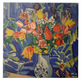 ヴィンテージブーケ(背景に姿を含む) タイル