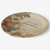 ヴィンテージブーゲンビリアアールヌーボーブライダルシャワー ペーパープレート (アングル)