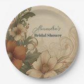 ヴィンテージブーゲンビリアアールヌーボーブライダルシャワー ペーパープレート (正面)