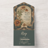 ヴィンテージブーゲンビリア結婚アールヌーボー オールインワン招待状 (内側)