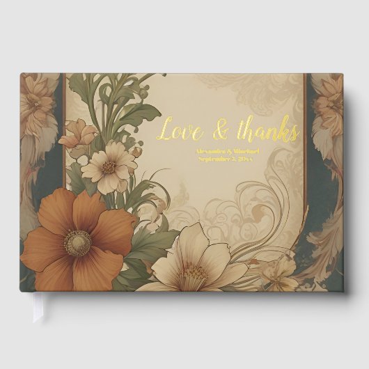 ヴィンテージブーゲンビリア結婚アールヌーボー ゲストブック (正面)