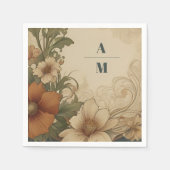 ヴィンテージブーゲンビリア結婚アールヌーボー スタンダードカクテルナプキン (正面)