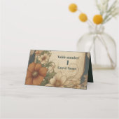 ヴィンテージブーゲンビリア結婚アールヌーボー プレイスカード (正面)