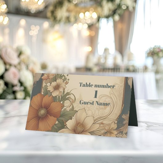 ヴィンテージブーゲンビリア結婚アールヌーボー プレイスカード