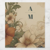 ヴィンテージブーゲンビリア結婚アールヌーボー ワインラベル (シングルラベル)