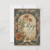 ヴィンテージブーゲンビリア結婚アールヌーボー 出欠カード (正面)