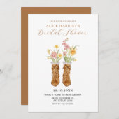 ヴィンテージブーツフラワーブーケブライダルシャワー 招待状 (正面/裏面)