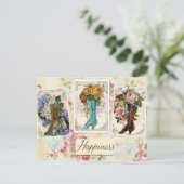 ヴィンテージブーツフローラデザインはがき ポストカード (スタンド正面)