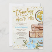 ヴィンテージブ恋しく思ルーの旅行ブライダルシャワーへの地図 招待状 (正面)