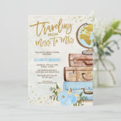 ヴィンテージブ恋しく思ルーの旅行ブライダルシャワーへの地図 招待状 (スタンド正面)