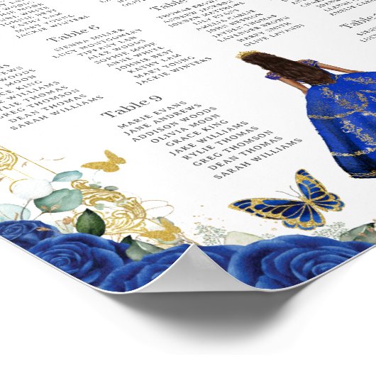 ヴィンテージブ王室のルーフローラ金ゴールドクインセアニラシーティング ポスター (角)