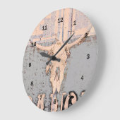 ヴィンテージブ素朴ルスカルグレーベージュウエスタン ラージ壁時計 (傾斜)