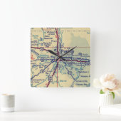 ヴィンテージプエブロCOマップ スクエア壁時計 (ホーム)