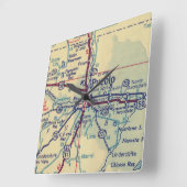 ヴィンテージプエブロCOマップ スクエア壁時計 (傾斜)