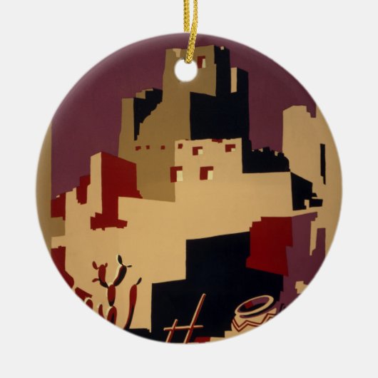 ヴィンテージプエブロWPA国立公園旅行ポスター セラミックオーナメント (正面)