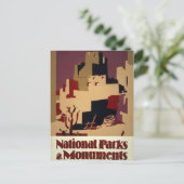 ヴィンテージプエブロWPA国立公園旅行ポスター ポストカード (スタンド正面)