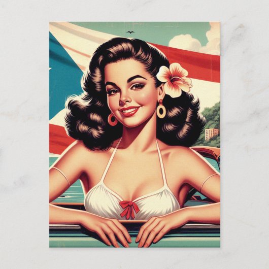 ヴィンテージプエルトリカガール ポストカード (正面)