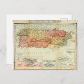 ヴィンテージプエルトリコの地図, 1898 ポストカード (正面/裏面)