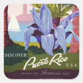 ヴィンテージプエルトリコスクエアステッカー スクエアシール (正面)