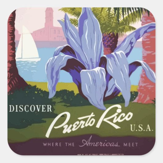 ヴィンテージプエルトリコスクエアステッカー スクエアシール (正面)