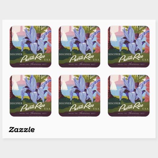 ヴィンテージプエルトリコスクエアステッカー スクエアシール (シート)