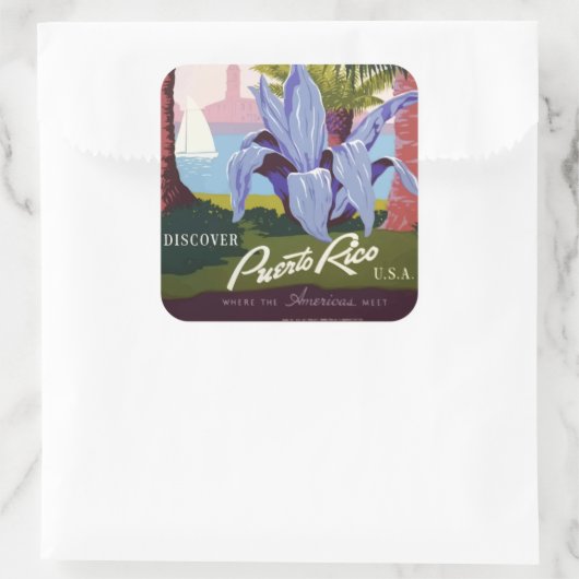 ヴィンテージプエルトリコスクエアステッカー スクエアシール (バッグ)