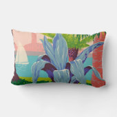 ヴィンテージプエルトリコトラベルアートイラストレーション ランバークッション (裏面)