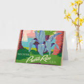 ヴィンテージプエルトリコトラベルアートイルストレーション カード (黄色い花)