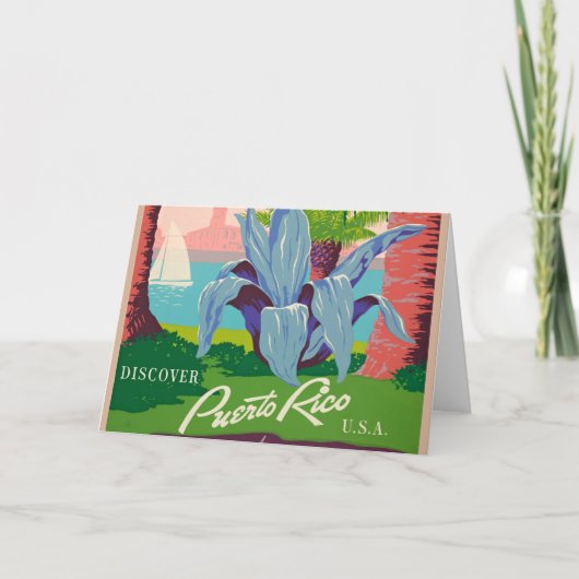 ヴィンテージプエルトリコトラベルアートイルストレーション カード (正面)