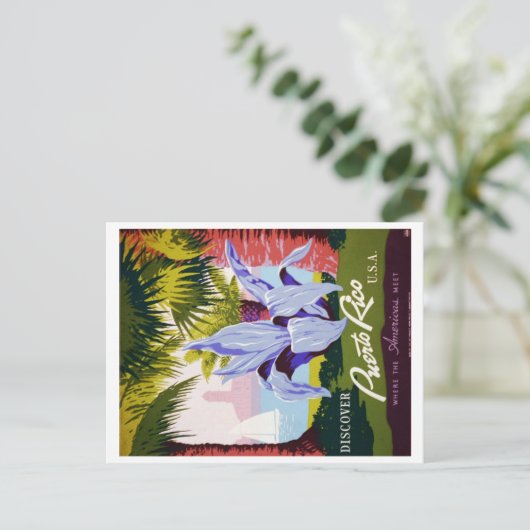 ヴィンテージプエルトリコト救ラベルトロピカル – ザ – デート 案内ポストカード (スタンド正面)