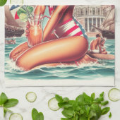 ヴィンテージプエルトリコピンアップ キッチンタオル (折り畳み)