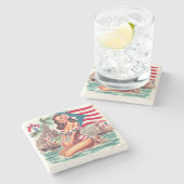 ヴィンテージプエルトリコピンアップ ストーンコースター (横)