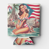 ヴィンテージプエルトリコピンアップ 缶クーラー (正面)