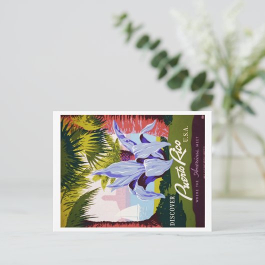 ヴィンテージプエルトリコ旅行トロピカルカスタマイズ ポストカード (スタンド正面)